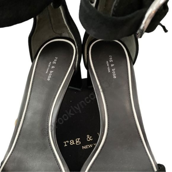 Rag & Bone Ellis Sandals Heels Leather Suede Black 8 - Picture 6 of 16